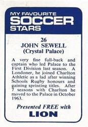 1969-70 IPC Magazines My Favorite Soccer Stars (Lion) #26 John Sewell Back