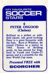 1969-70 IPC Magazines My Favorite Soccer Stars (Scorcher) #6 Peter Osgood Back