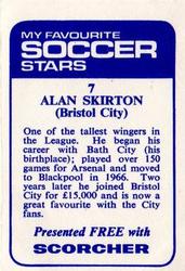 1969-70 IPC Magazines My Favorite Soccer Stars (Scorcher) #7 Alan Skirton Back