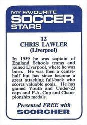 1969-70 IPC Magazines My Favorite Soccer Stars (Scorcher) #12 Chris Lawler Back