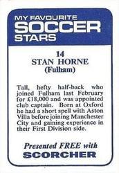 1969-70 IPC Magazines My Favorite Soccer Stars (Scorcher) #14 Stan Horne Back