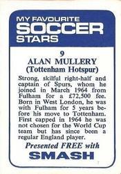 1969-70 IPC Magazines My Favorite Soccer Stars (Smash) #9 Alan Mullery Back