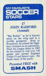 1969-70 IPC Magazines My Favorite Soccer Stars (Smash) #17 John Radford Back