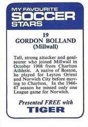 1969-70 IPC Magazines My Favorite Soccer Stars (Tiger) #19 Gordon Bolland Back