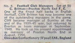 1959 Clevedon Confectionery Football Club Managers #4 Cliff Britton Back