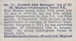 1959 Clevedon Confectionery Football Club Managers #11 Billy Walker Back