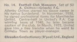 1959 Clevedon Confectionery Football Club Managers #14 Allenby Chilton Back