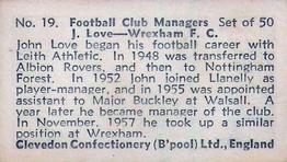 1959 Clevedon Confectionery Football Club Managers #19 John Love Back