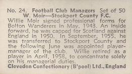 1959 Clevedon Confectionery Football Club Managers #24 Willie Moir Back