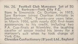 1959 Clevedon Confectionery Football Club Managers #26 Sam Bartram Back