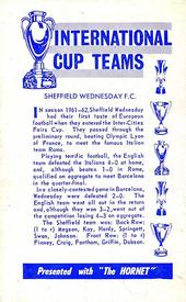 1963-64 D.C. Thomson / The Hornet International Cup Teams #NNO Sheffield Wednesday F.C. Back