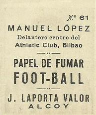 1924 J. Laporta Valor #61 Manuel Lopez Back