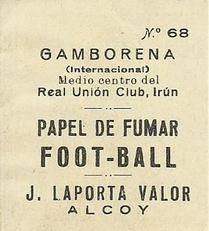 1924 J. Laporta Valor #68 Gamborena Back