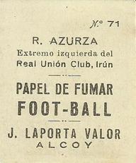 1924 J. Laporta Valor #71 R. Azurza Back