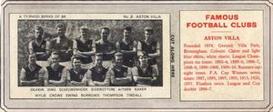 1963-64 Ty-Phoo Famous Football Clubs 1st Series (Packet) #2 Aston Villa Front
