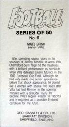 1984-85 Bassett & Co. Football #6 Nigel Spink Back