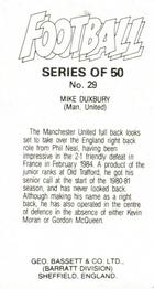 1984-85 Bassett & Co. Football #29 Mike Duxbury Back