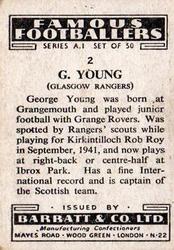 1953 Barratt & Co. Famous Footballers (A1) #2 George Young Back