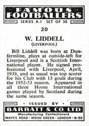1953 Barratt & Co. Famous Footballers (A1) #20 Billy Liddell Back