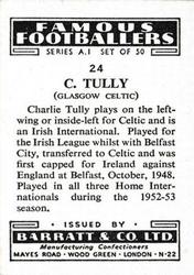 1953 Barratt & Co. Famous Footballers (A1) #24 Charlie Tully Back