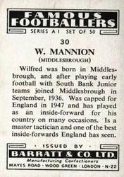 1953 Barratt & Co. Famous Footballers (A1) #30 Wilf Mannion Back
