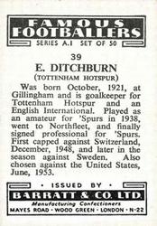 1953 Barratt & Co. Famous Footballers (A1) #39 Ted Ditchburn Back