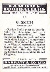 1953 Barratt & Co. Famous Footballers (A1) #40 Gordon Smith Back