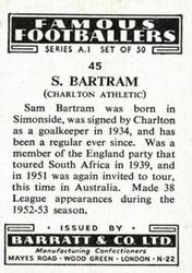 1953 Barratt & Co. Famous Footballers (A1) #45 Sam Bartram Back