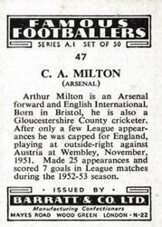 1953 Barratt & Co. Famous Footballers (A1) #47 Arthur Milton Back