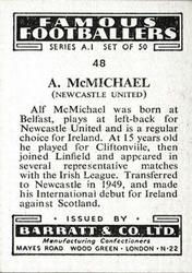 1953 Barratt & Co. Famous Footballers (A1) #48 Alf McMichael Back