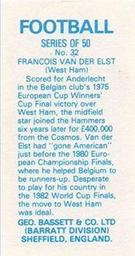 1982-83 Bassett & Co. Football #32 François van der Elst Back