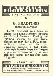 1954 Barratt & Co. Famous Footballers (A2) #6 Geoff Bradford Back