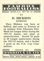 1954 Barratt & Co. Famous Footballers (A2) #11 Dave Hickson Back