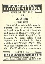 1954 Barratt & Co. Famous Footballers (A2) #15 Jock Aird Back