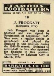 1954 Barratt & Co. Famous Footballers (A2) #18 Jack Froggatt Back