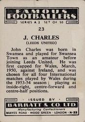 1954 Barratt & Co. Famous Footballers (A2) #23 John Charles Back