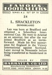 1954 Barratt & Co. Famous Footballers (A2) #24 Len Shackleton Back