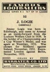 1954 Barratt & Co. Famous Footballers (A2) #32 James Logie Back