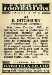 1954 Barratt & Co. Famous Footballers (A2) #34 Ted Ditchburn Back