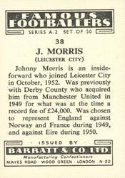 1954 Barratt & Co. Famous Footballers (A2) #38 Johnny Morris Back