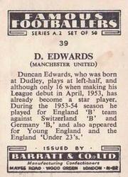 1954 Barratt & Co. Famous Footballers (A2) #39 Duncan Edwards Back
