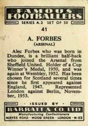 1954 Barratt & Co. Famous Footballers (A2) #41 Alex Forbes Back