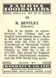 1954 Barratt & Co. Famous Footballers (A2) #43 Roy Bentley Back