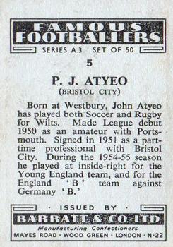 1955 Barratt & Co. Famous Footballers (A3) #5 John Atyeo Back