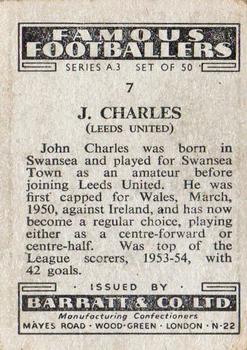 1955 Barratt & Co. Famous Footballers (A3) #7 John Charles Back