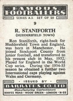 1955 Barratt & Co. Famous Footballers (A3) #9 Ron Staniforth Back