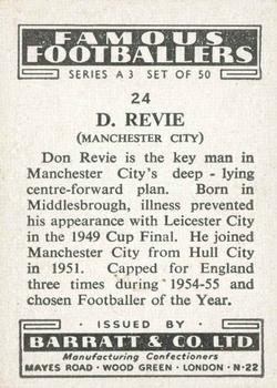 1955 Barratt & Co. Famous Footballers (A3) #24 Don Revie Back