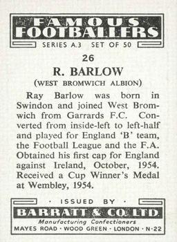 1955 Barratt & Co. Famous Footballers (A3) #26 Ray Barlow Back