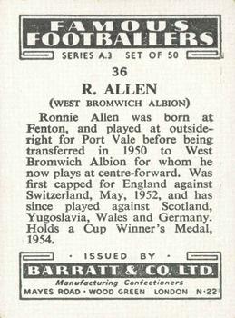 1955 Barratt & Co. Famous Footballers (A3) #36 Ronnie Allen Back