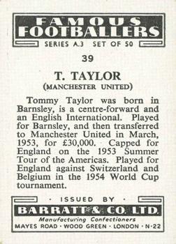 1955 Barratt & Co. Famous Footballers (A3) #39 Tommy Taylor Back